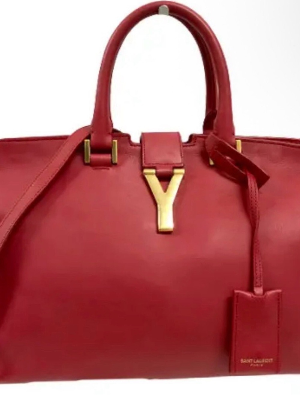 Saint Laurent Red Leather Top-Handle Cabas small Satchel with COA and dust bag